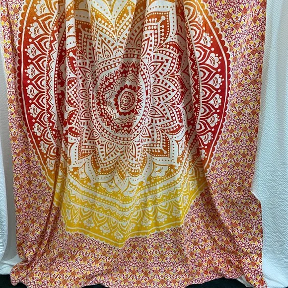 Orange Mandala Tapestry Boho wall hanging